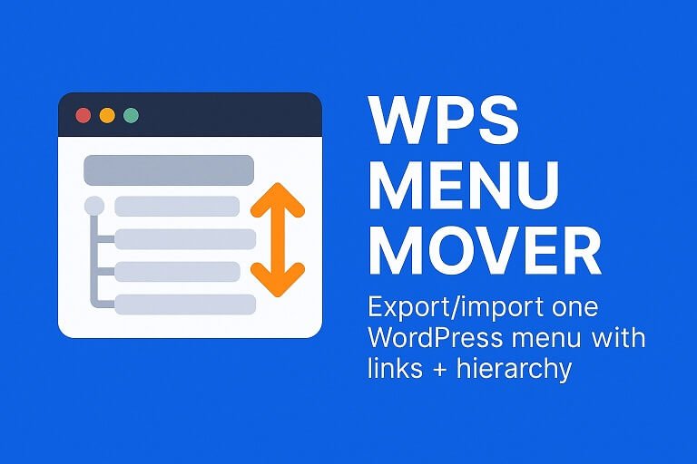WPS WordPress Menu Mover - one click Export and Import